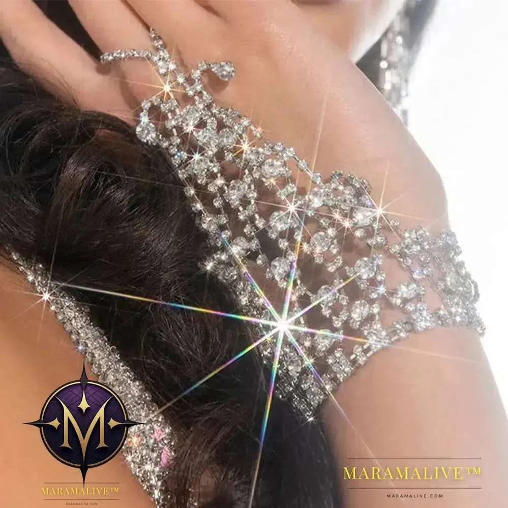 Ring Charm Finger Mesh Linked Bracelet Jewelry Femme for Women Hand New Fashion Luxury Bangles 2024 Designer