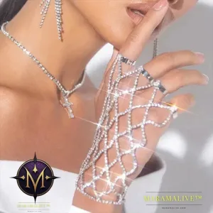 Ring Charm Finger Mesh Linked Bracelet Jewelry Femme for Women Hand New Fashion Luxury Bangles 2024 Designer
