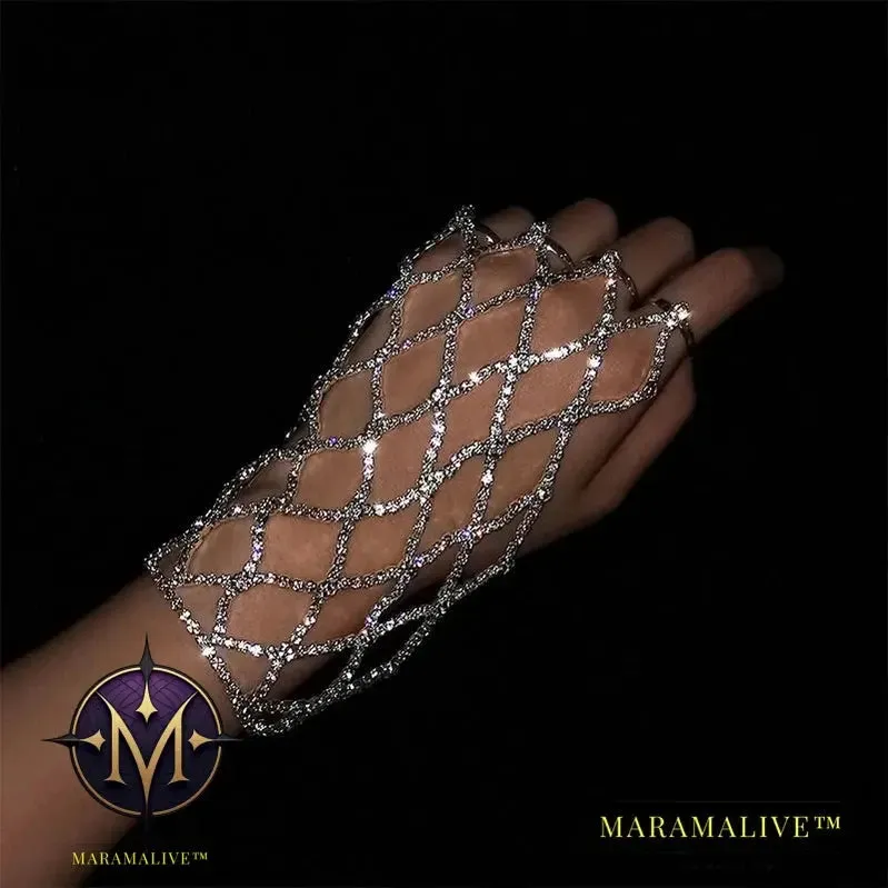 Ring Charm Finger Mesh Linked Bracelet Jewelry Femme for Women Hand New Fashion Luxury Bangles 2024 Designer
