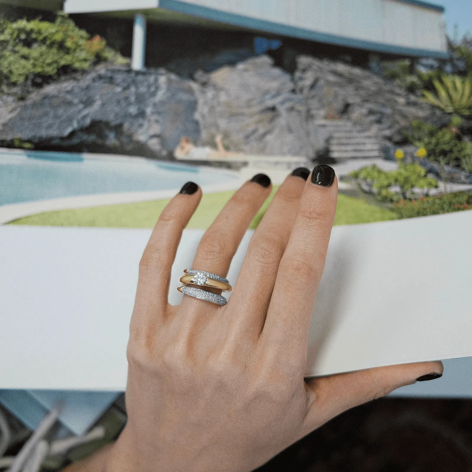 Rising Tusk Ring with Round Diamond