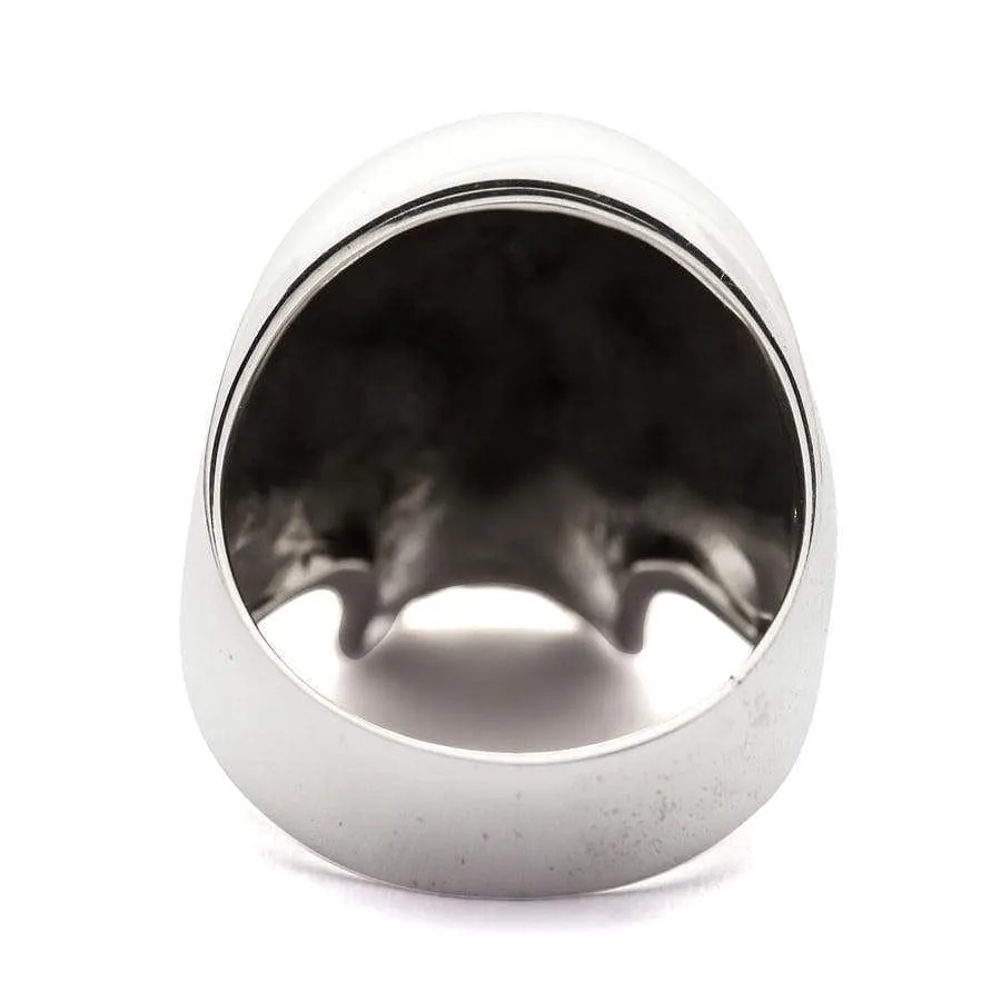 Rocker Red Ruby Eye Sterling Silver Skull Ring