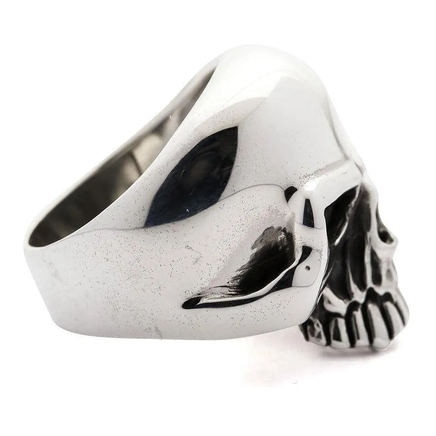Rocker Red Ruby Eye Sterling Silver Skull Ring