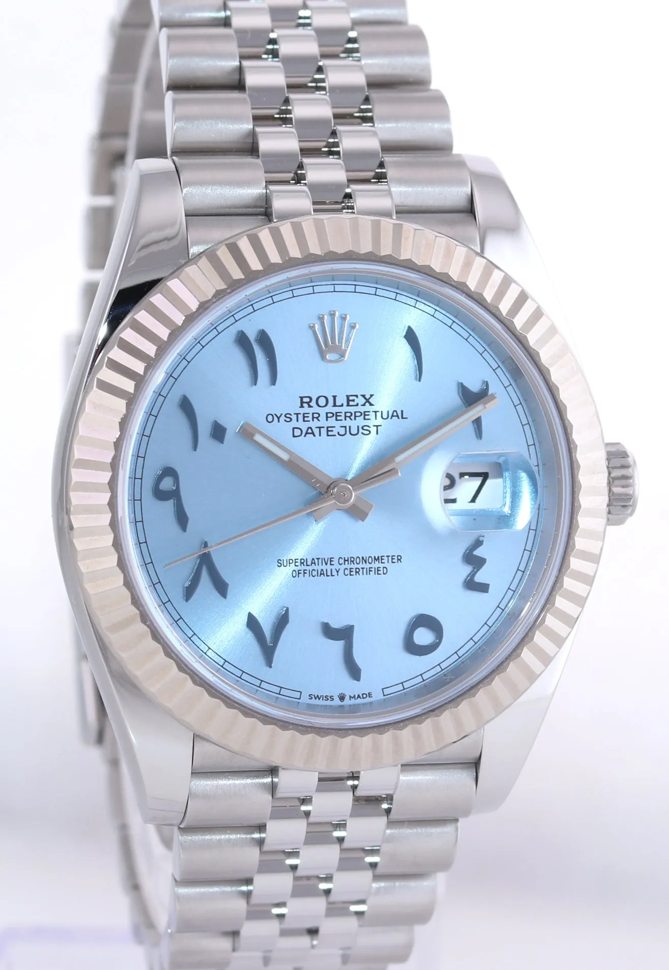Rolex DateJust 41 126334 Blue Arabic Steel White Gold Fluted Oyster Watch Box