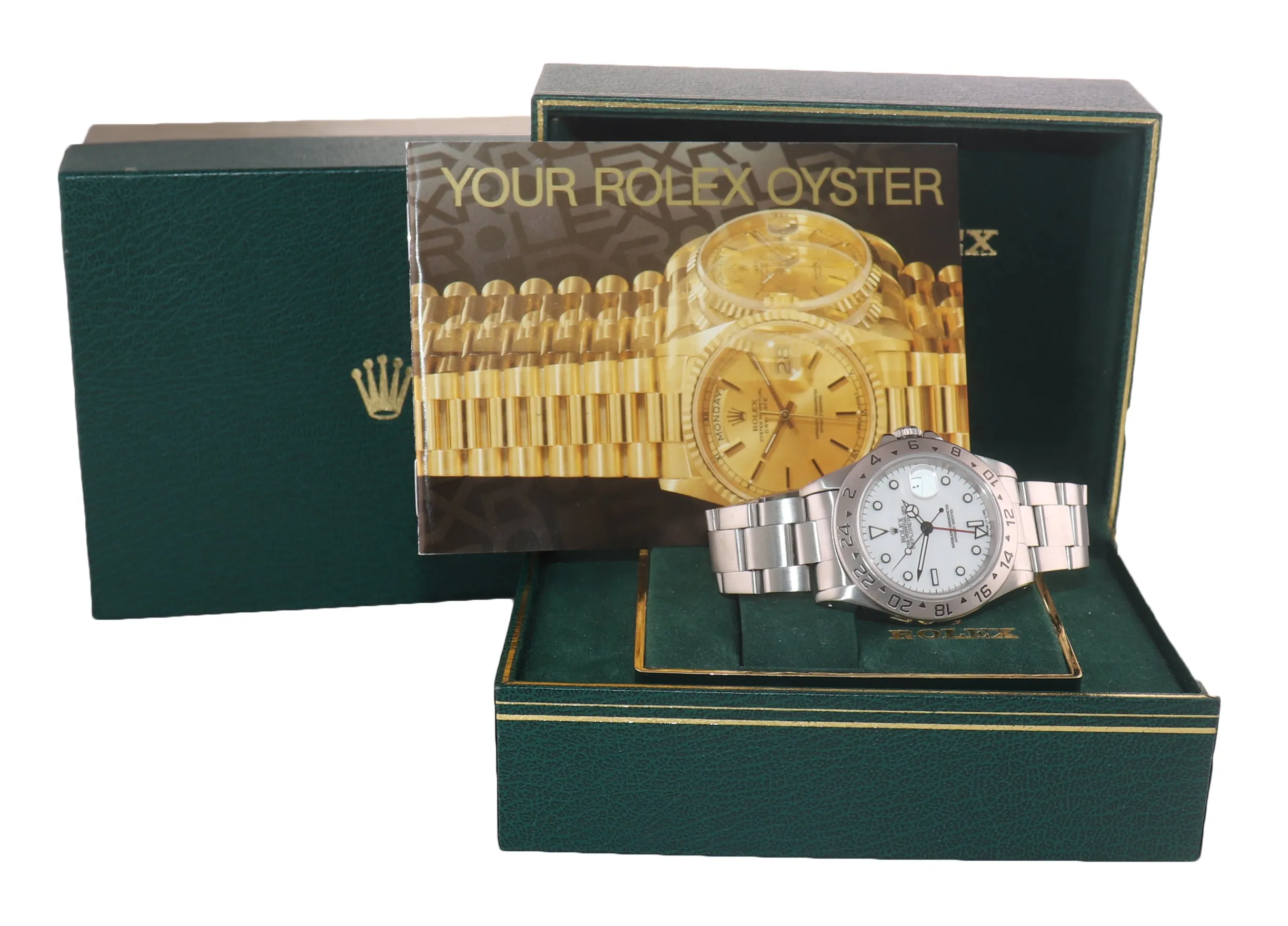 Rolex Explorer 2 16570 Steel White Polar GMT TRITIUM Dial 40mm Watch Box