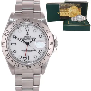 Rolex Explorer 2 16570 Steel White Polar GMT TRITIUM Dial 40mm Watch Box