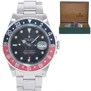 Rolex GMT-Master II Coke Black Red 16710 Patina Stainless Steel 40mm Watch Box