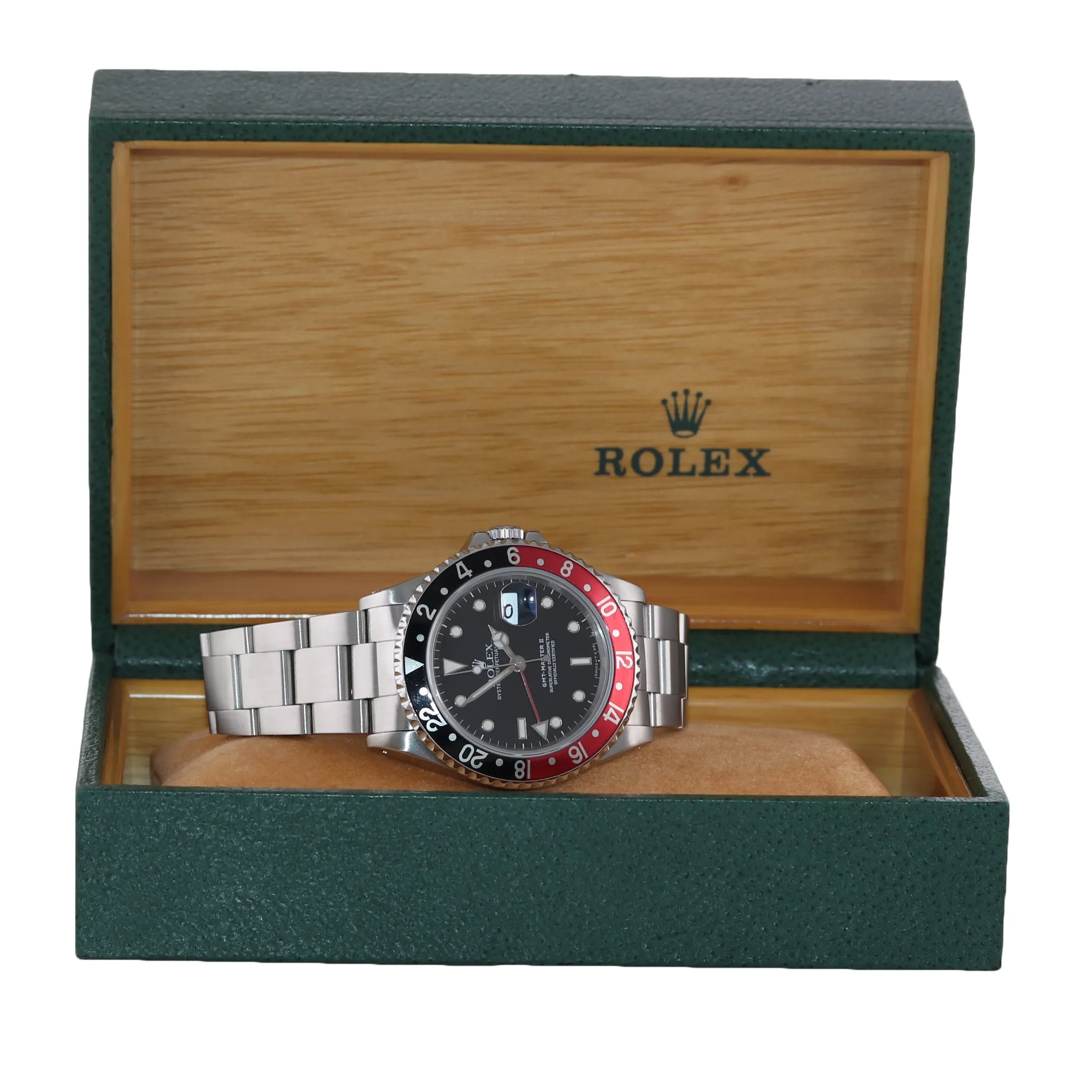 Rolex GMT-Master II Coke Red Black Steel Tritium 16710 40mm Watch Box