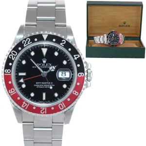 Rolex GMT-Master II Coke Red Black Steel Tritium 16710 40mm Watch Box