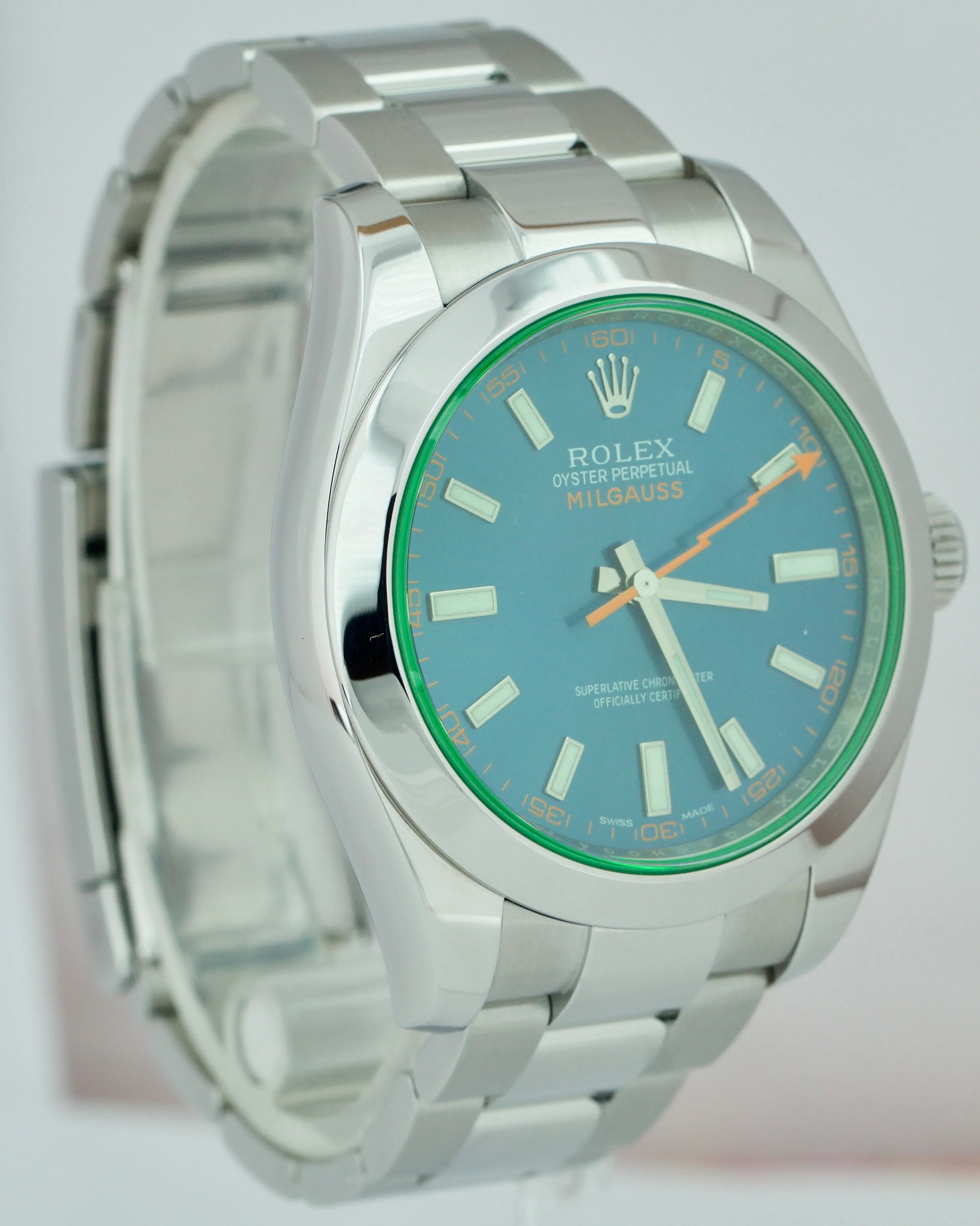 Rolex Milgauss Z-Blue Green Anniversary 40mm 116400 GV Stainless Steel Watch B P