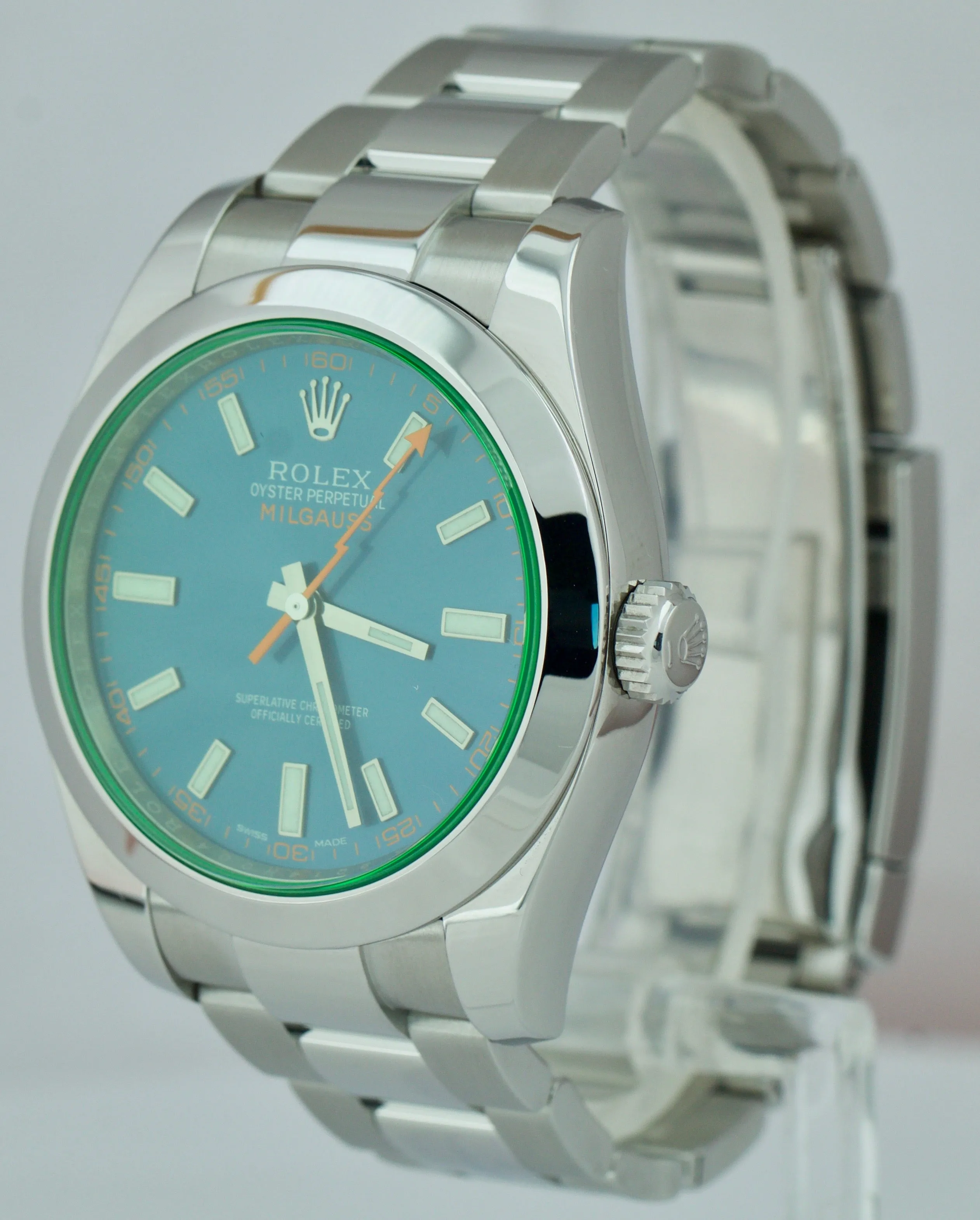 Rolex Milgauss Z-Blue Green Anniversary 40mm 116400 GV Stainless Steel Watch B P