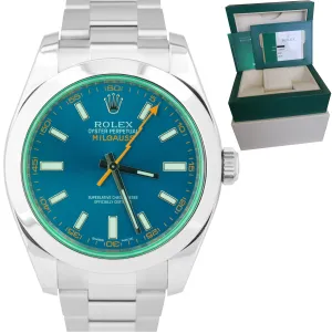 Rolex Milgauss Z-Blue Green Anniversary 40mm 116400 GV Stainless Steel Watch B P