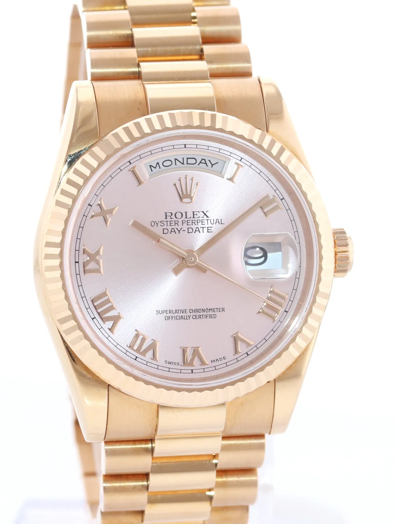 Rolex President Day Date Rose Gold Pink Roman 118235 Modern Band Watch Box