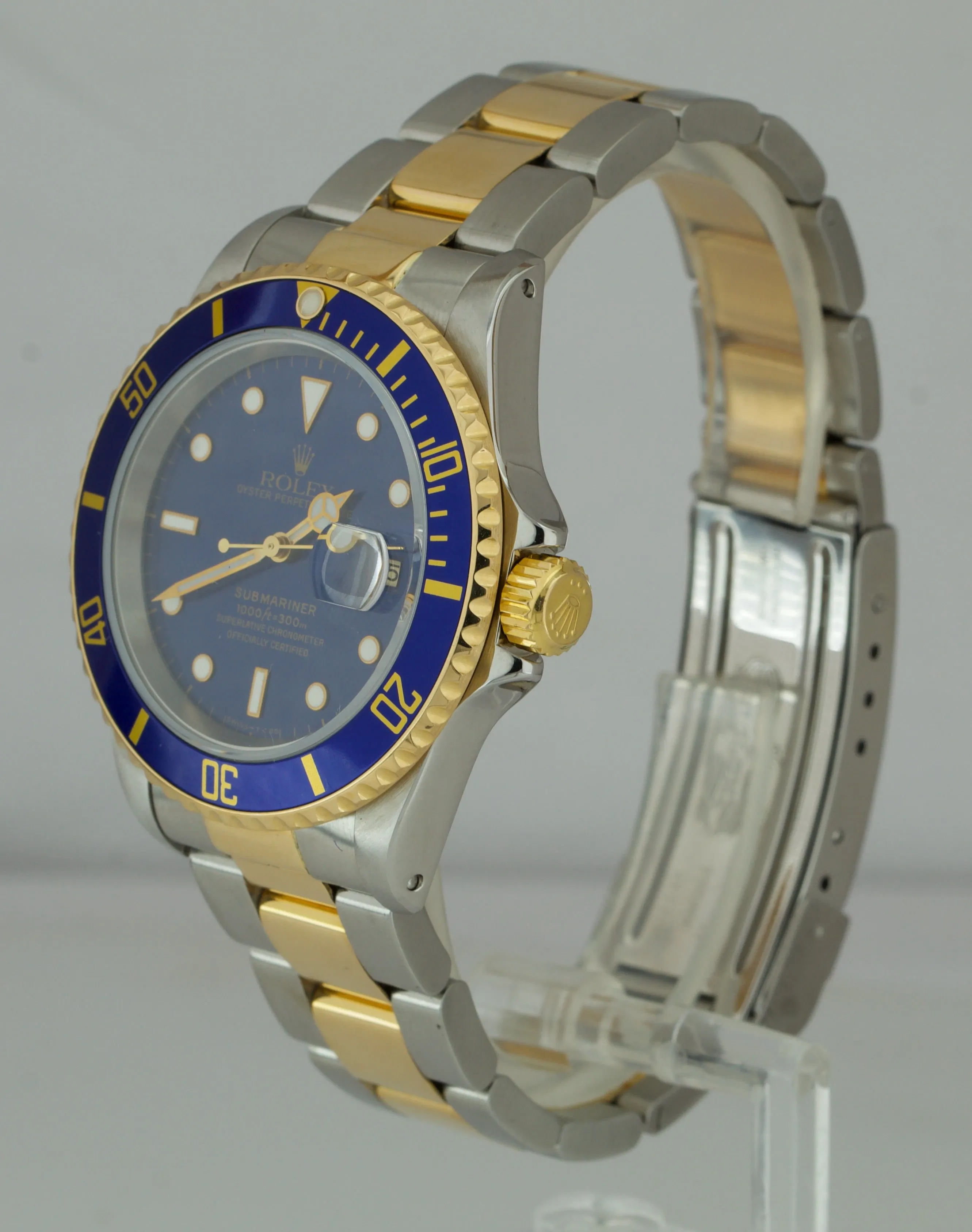 Rolex Submariner Date Two-Tone Stainless Steel Gold BLUE DIAL 40mm Watch 16613