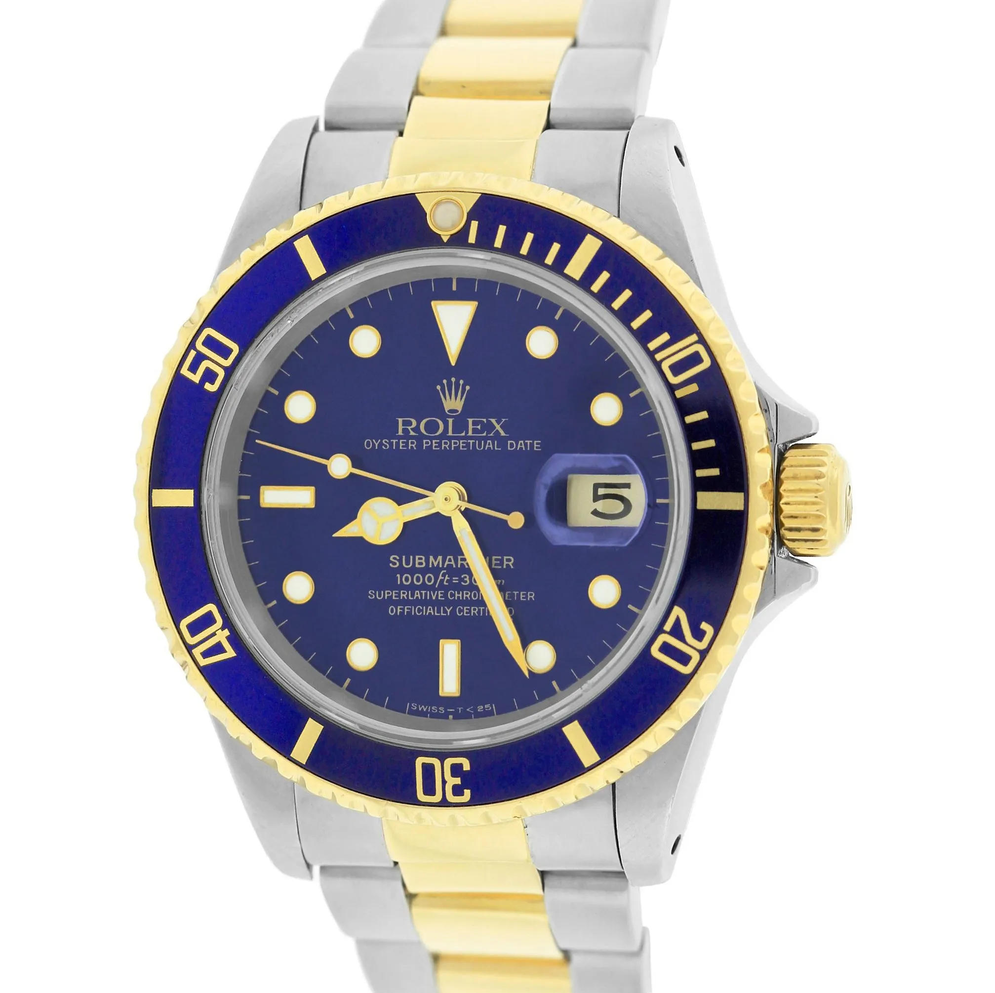 Rolex Submariner Date Two-Tone Stainless Steel Gold BLUE DIAL 40mm Watch 16613