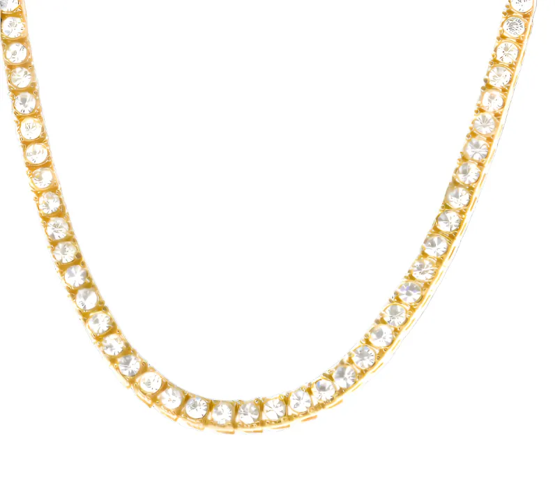 Round Cubic Zirconia Sterling Silver 3/4/5mm Tennis Chains Necklaces