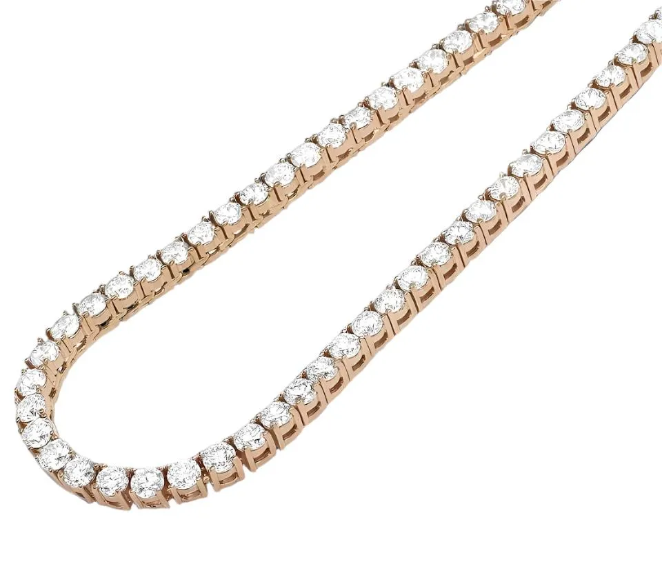 Round Cubic Zirconia Sterling Silver 3/4/5mm Tennis Chains Necklaces