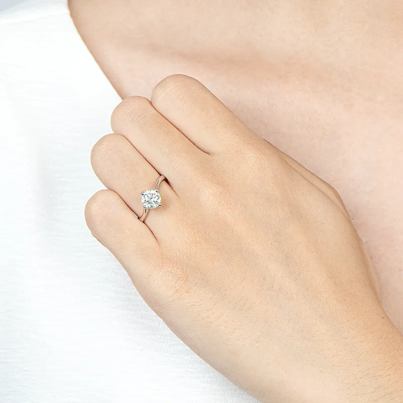 Round Cut Lightly Blue Moissanite Diamond Ring