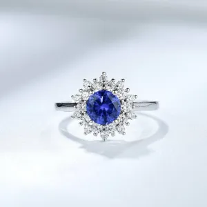 Round Cut Tanzanite 4 Prong Engagement Ring