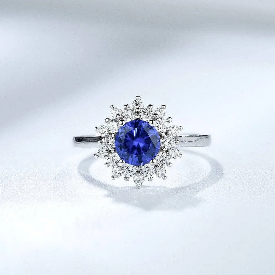 Round Cut Tanzanite 4 Prong Engagement Ring