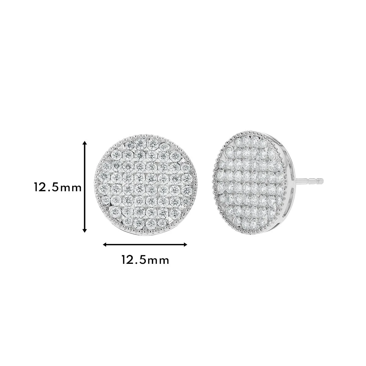 Round Shaped Disc Diamond Earrings