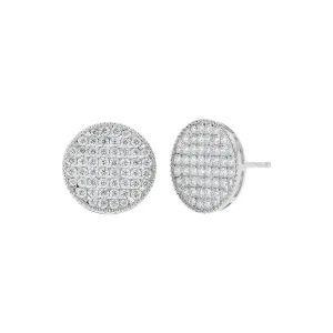 Round Shaped Disc Diamond Earrings
