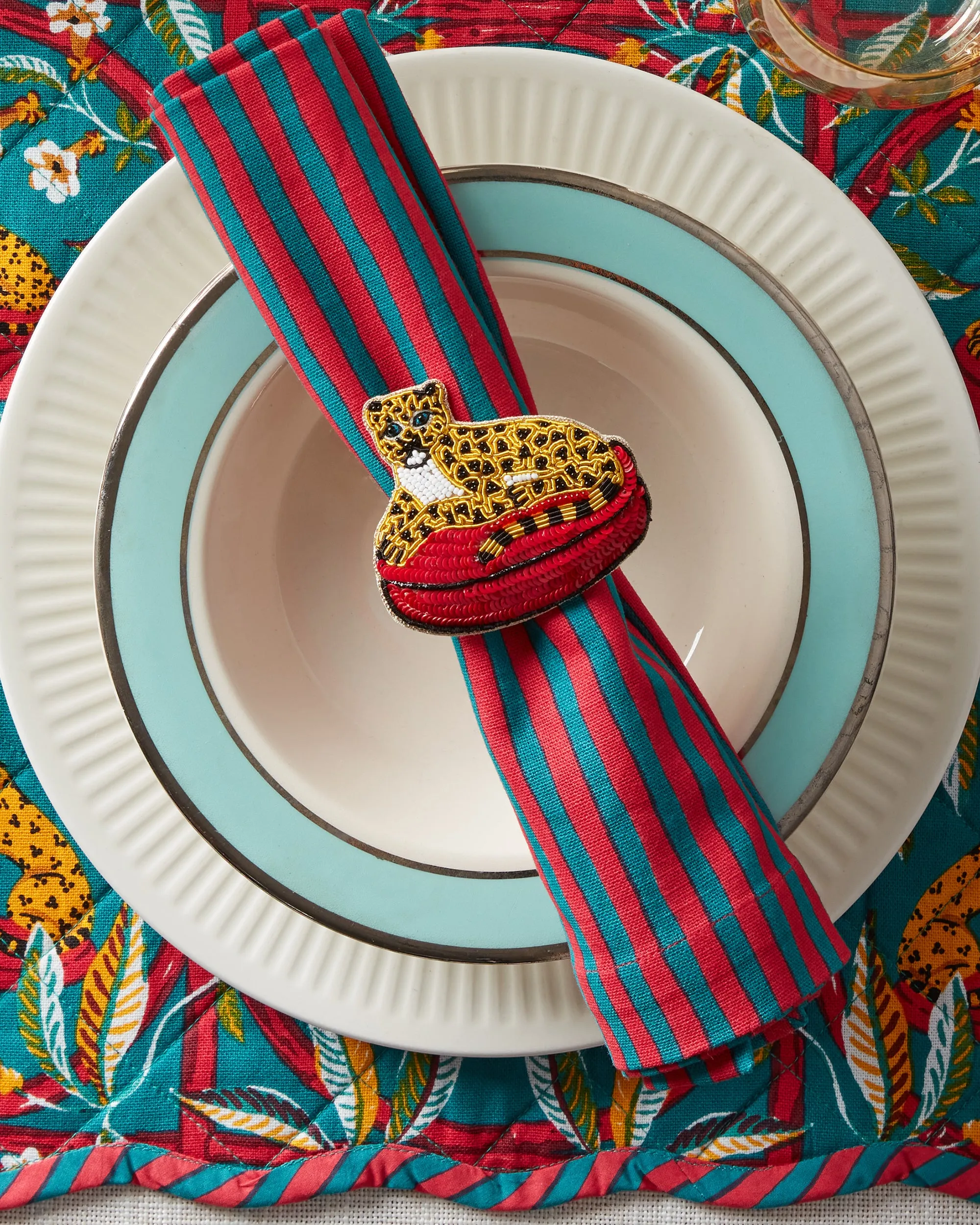 Royal Cheetah - Napkin Ring Set Of 2 - Gold Ink