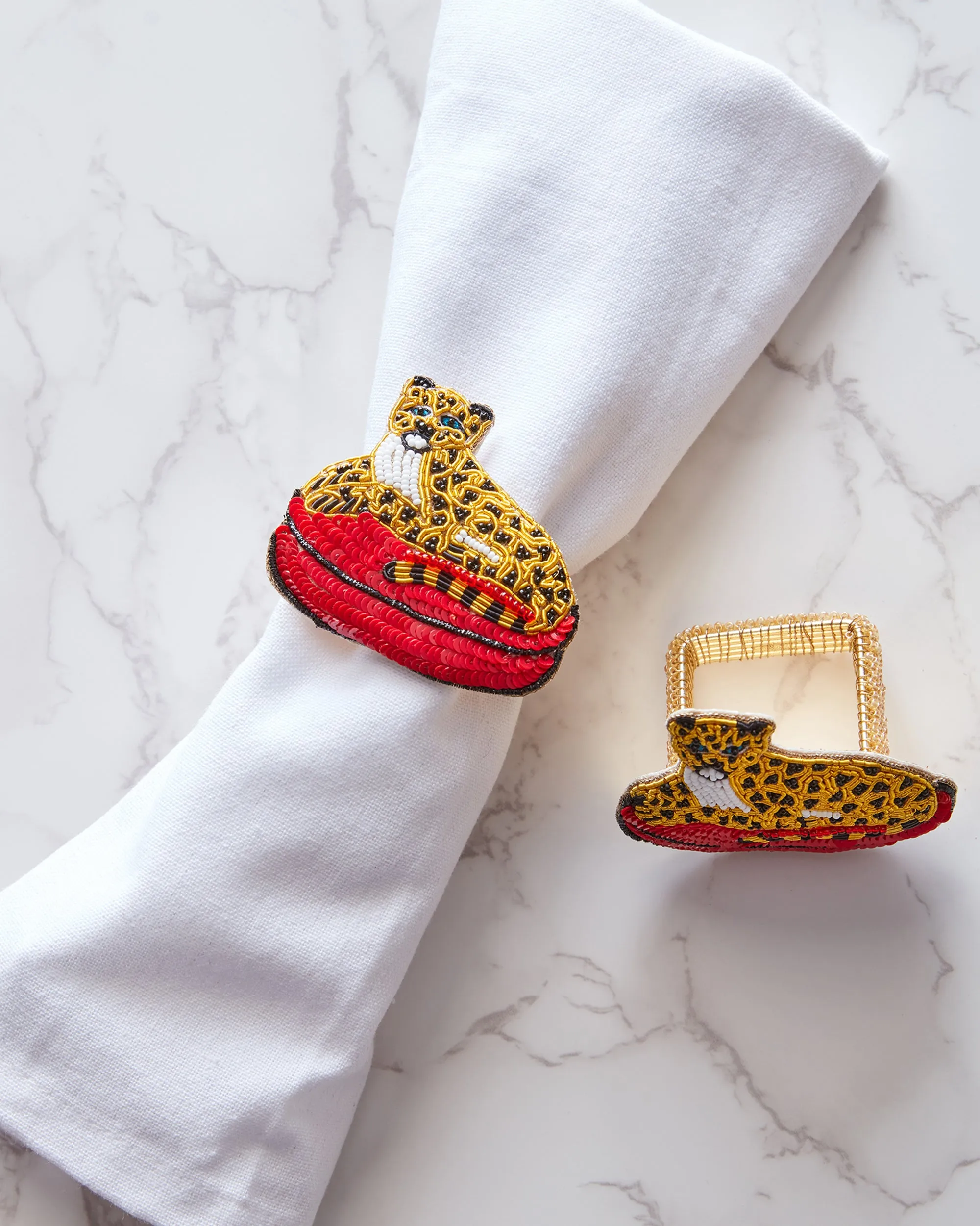 Royal Cheetah - Napkin Ring Set Of 2 - Gold Ink