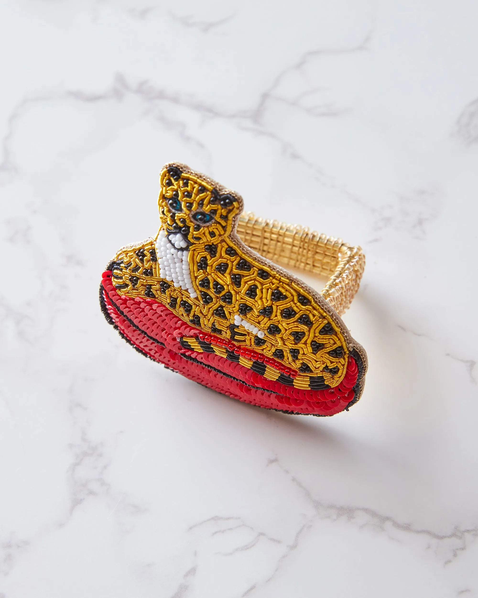Royal Cheetah - Napkin Ring Set Of 2 - Gold Ink