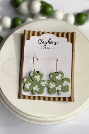 Sage Shamrock Hoops