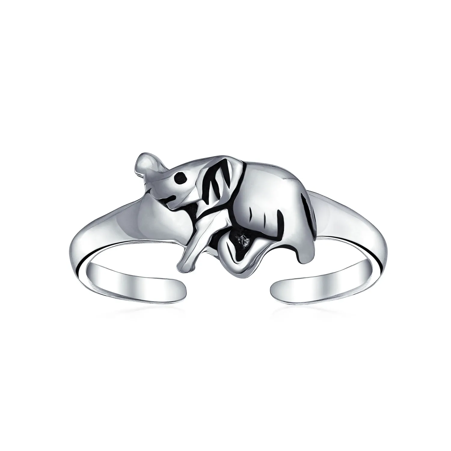 Set of 2 Lucky Elephant & Gecko Lizard Toe Ring Midi Mid Finger Sterling Silver
