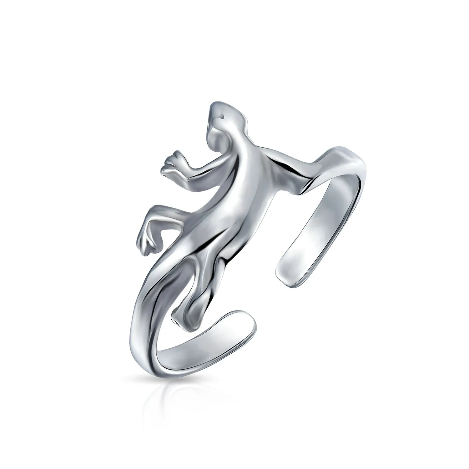 Set of 2 Lucky Elephant & Gecko Lizard Toe Ring Midi Mid Finger Sterling Silver