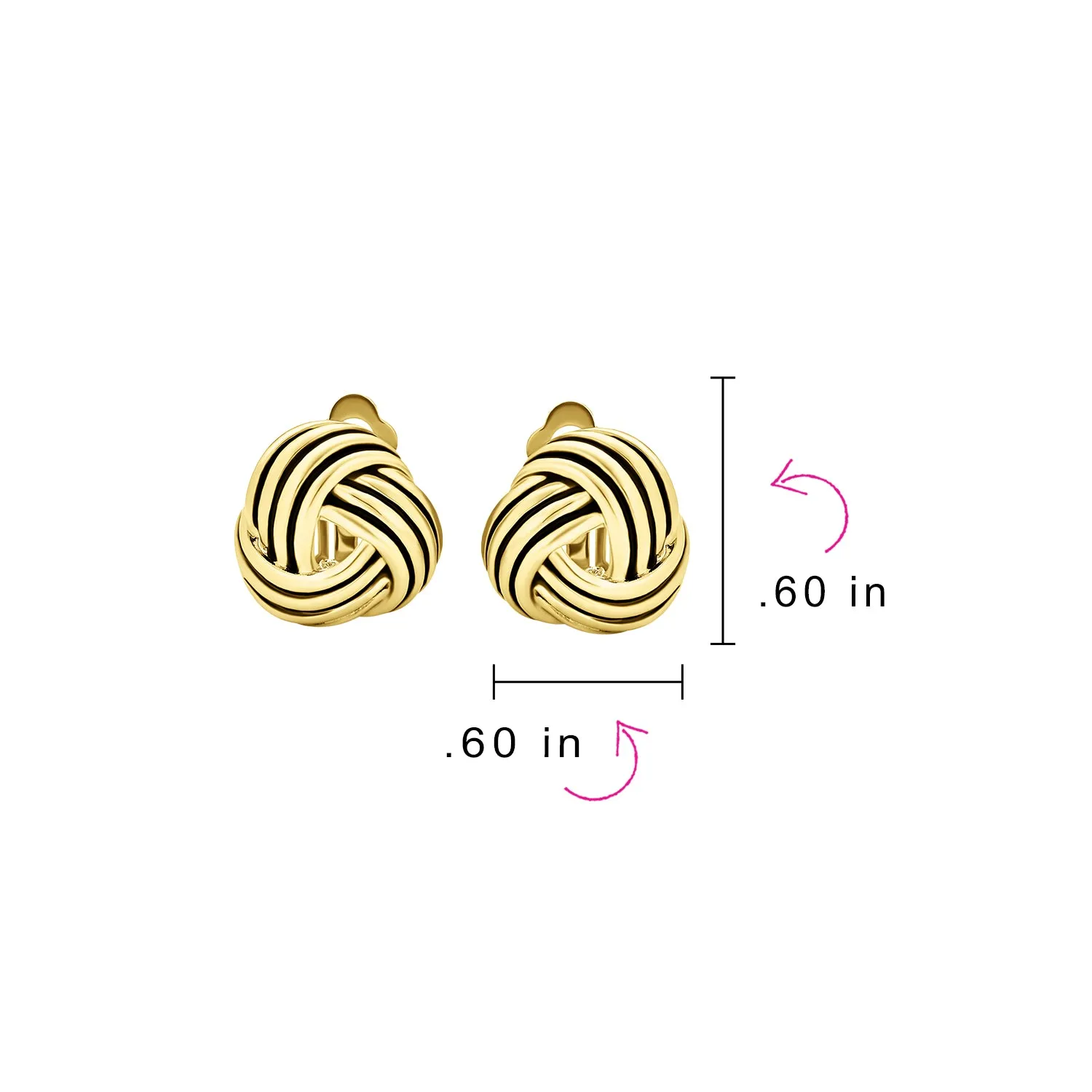 Set of 2 Rope Cable Twist Knot Clip-On Earrings Oxidized Silver Gold Plated