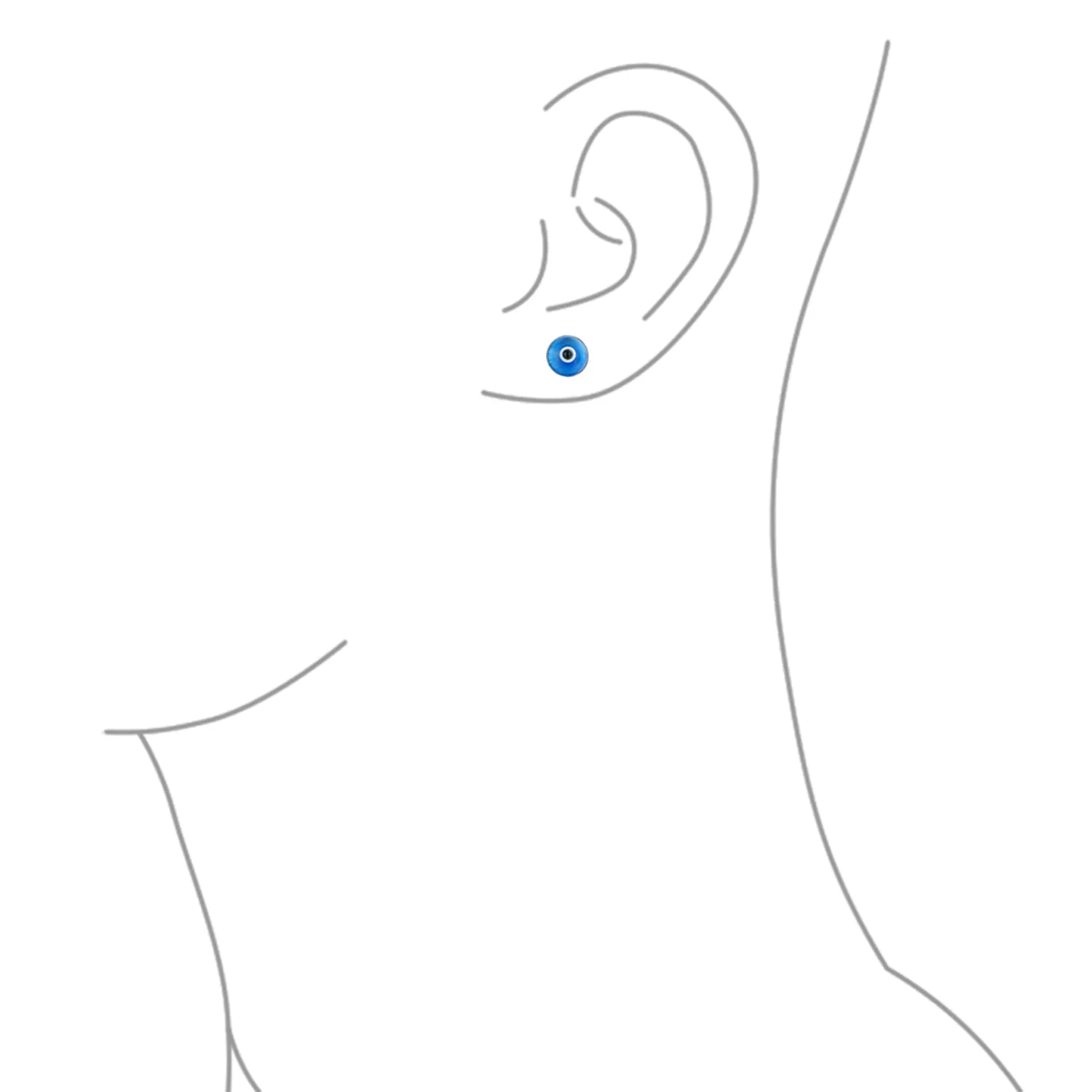 Set of 2 Spiritual Protection Evil Eye Stud Earrings Murano Glass Silver 9MM
