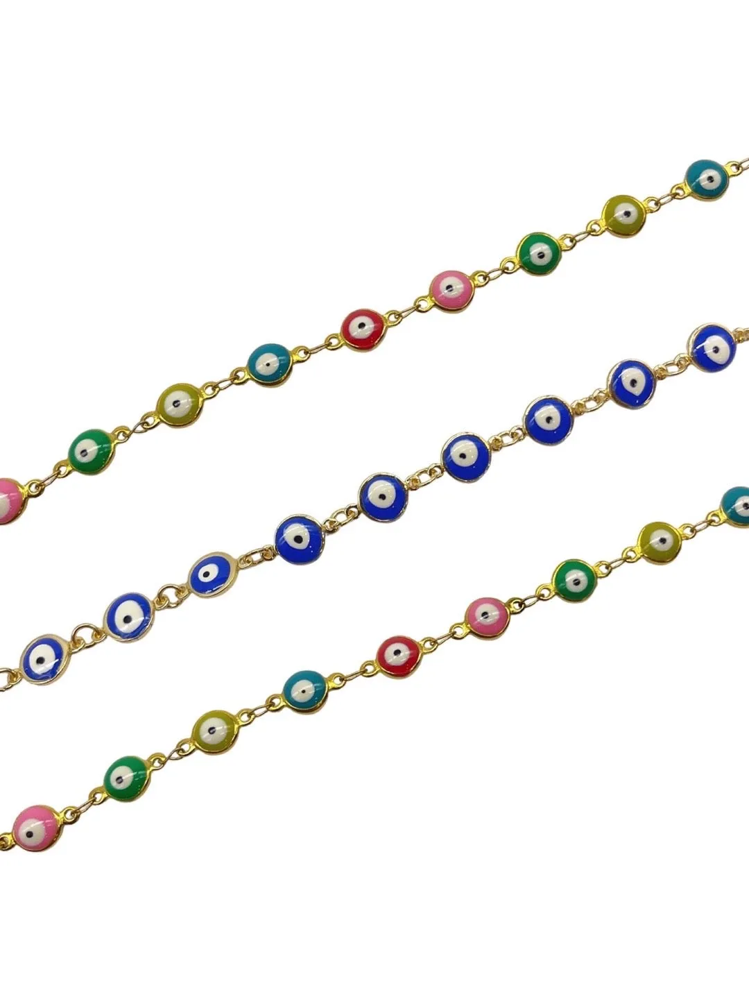 (Set of 3) Designer Gold Bracelet Blue/multicolour Evil Eye Beads Bracelets