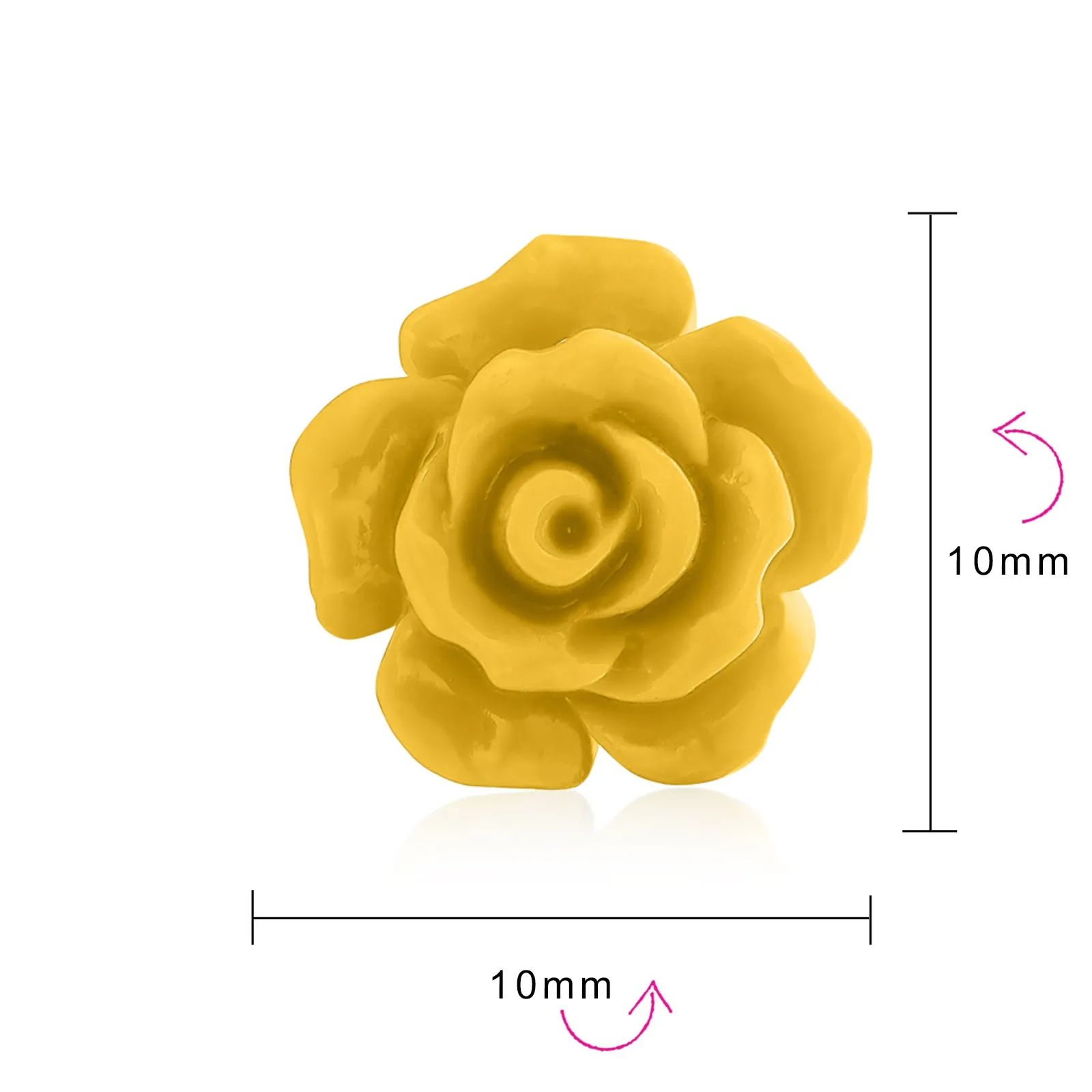 Set of 3 Romantic 3D Carved Multi Colors Rose Flower Post Stud Earrings 10MM