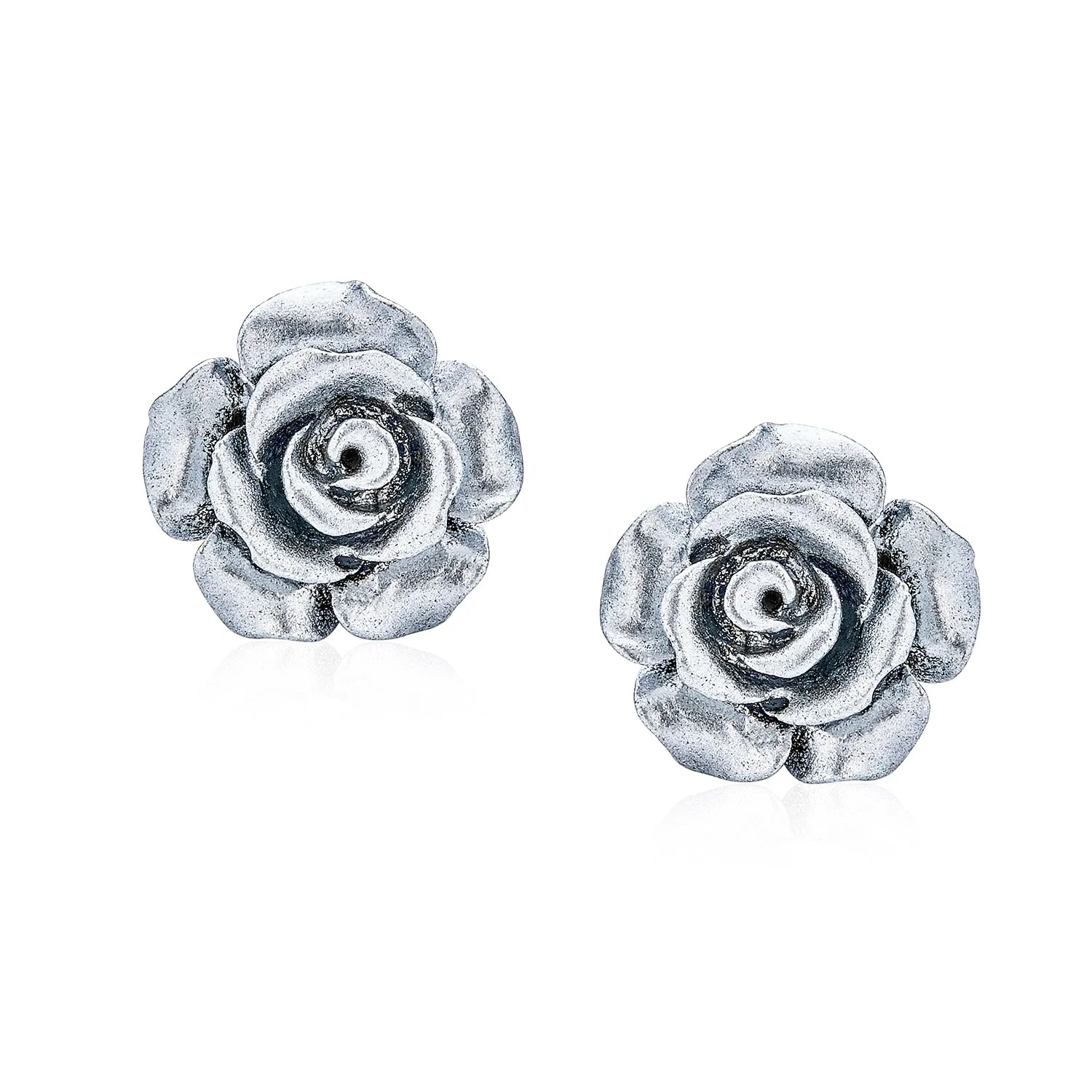 Set of 3 Romantic 3D Carved Multi Colors Rose Flower Post Stud Earrings 10MM