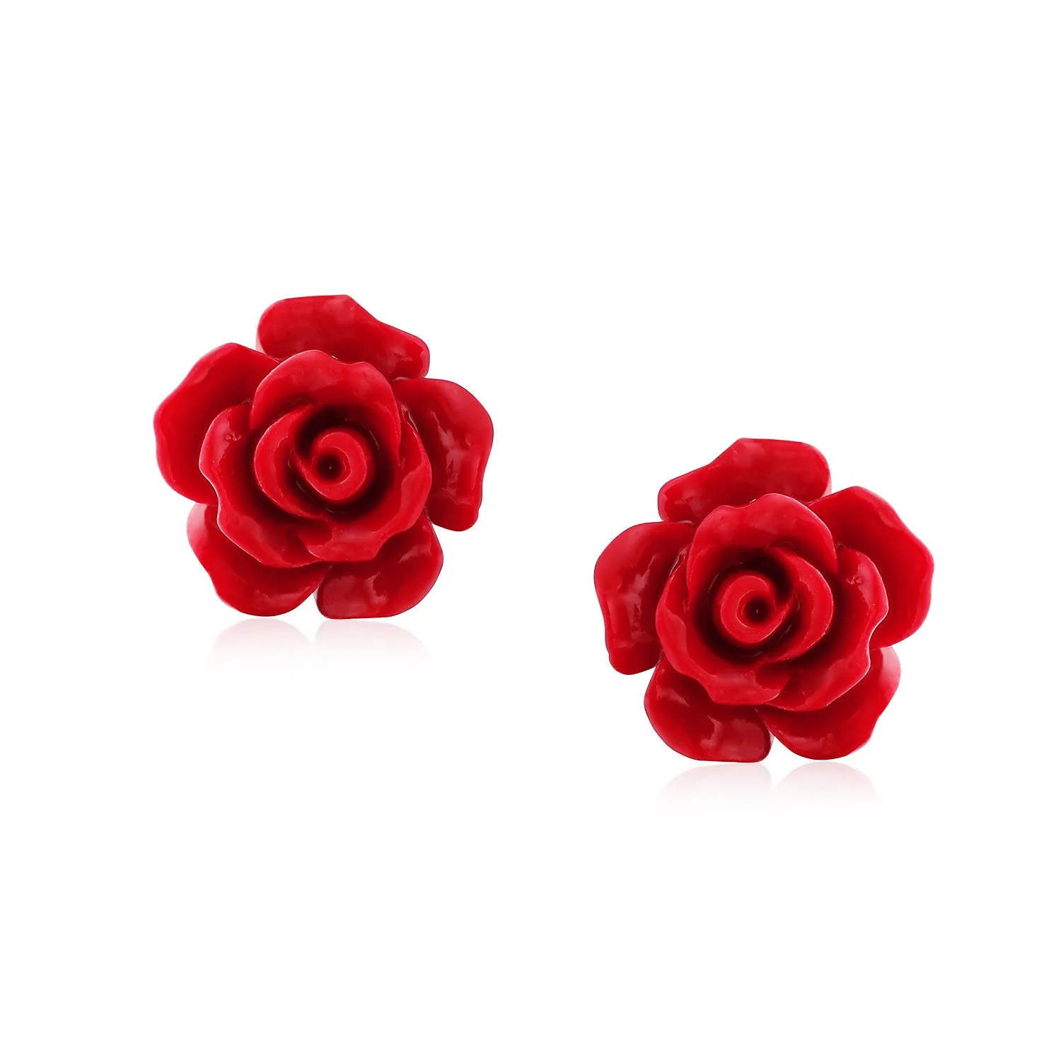 Set of 3 Romantic 3D Carved Multi Colors Rose Flower Post Stud Earrings 10MM