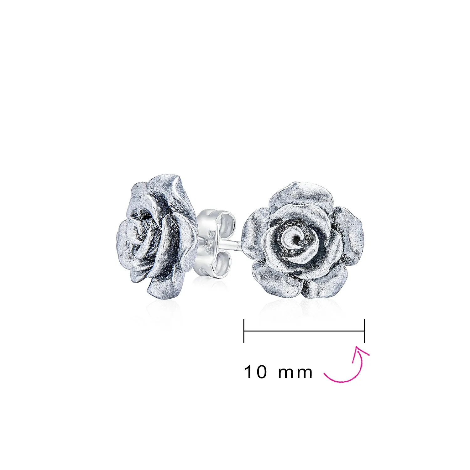 Set of 3 Romantic 3D Carved Multi Colors Rose Flower Post Stud Earrings 10MM