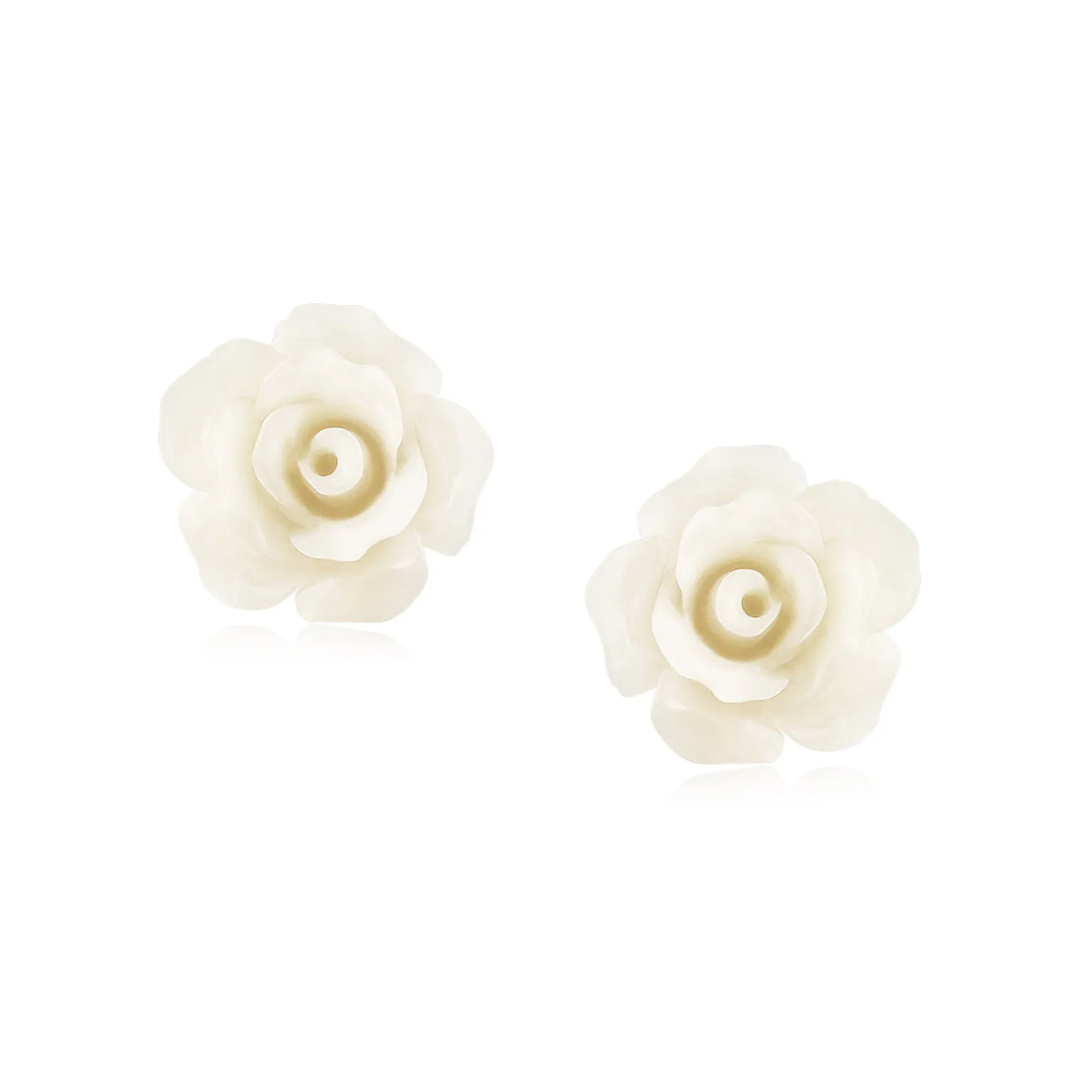 Set of 3 Romantic 3D Carved Multi Colors Rose Flower Post Stud Earrings 10MM