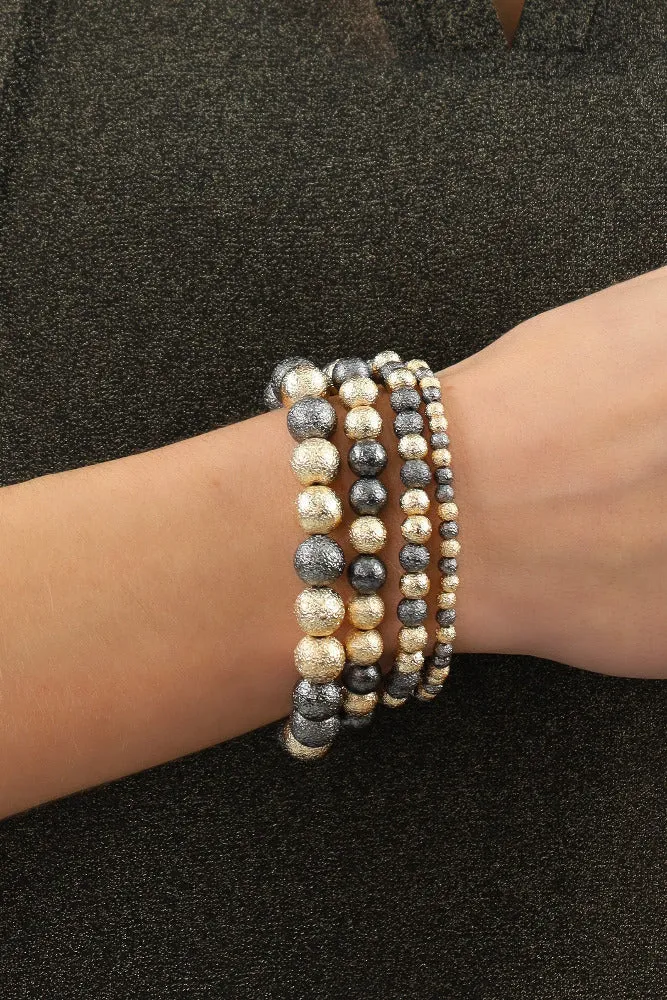 Set of 4 Beaded Bracelets -Gold