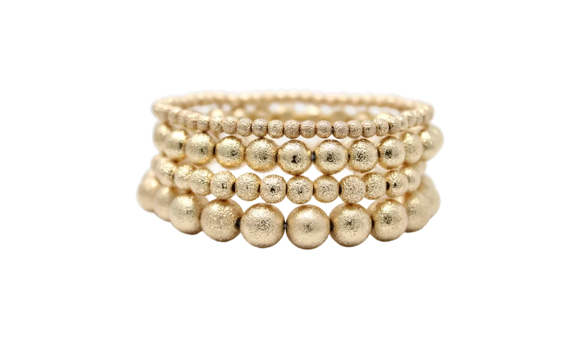 Set of 4 Beaded Bracelets -Gold