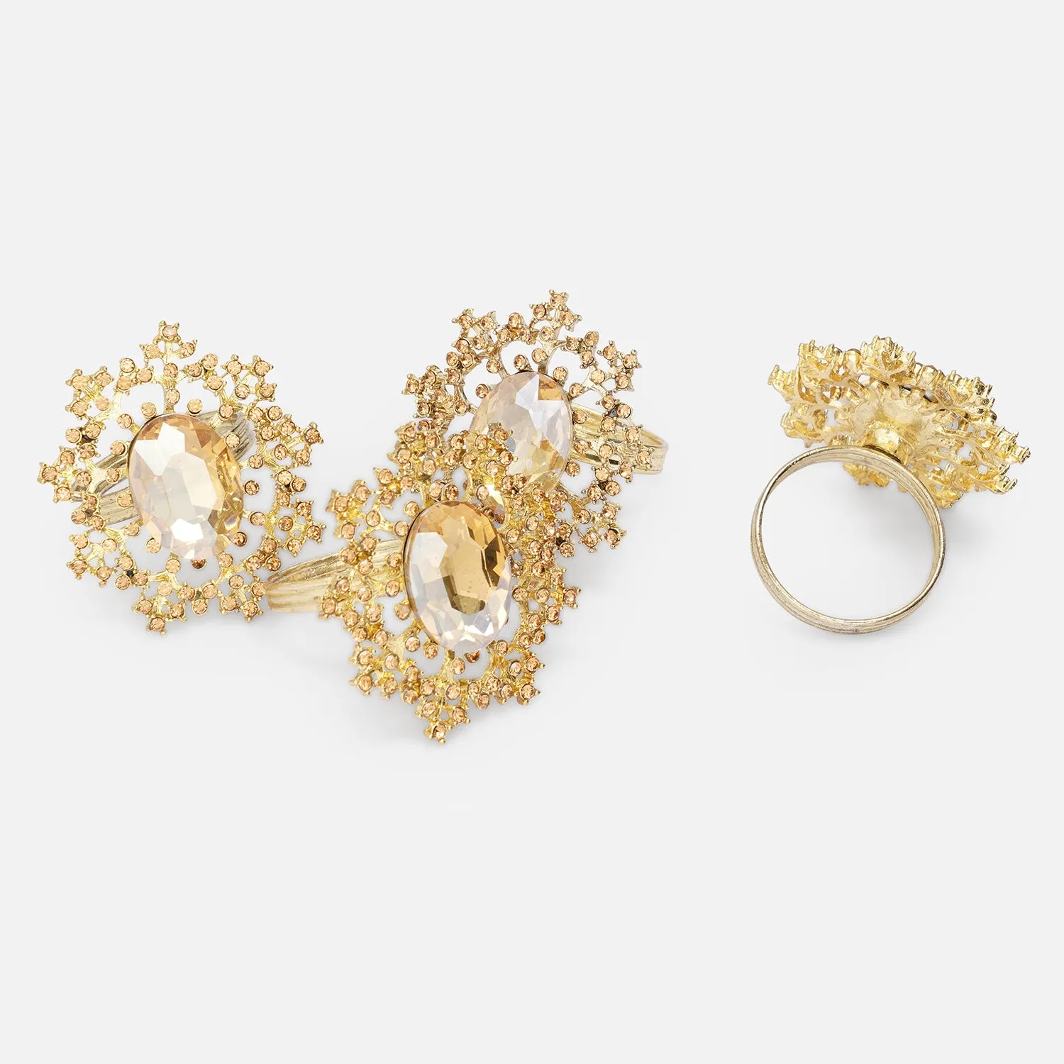 Set of 4 Gold Bejeweled Napkin Rings