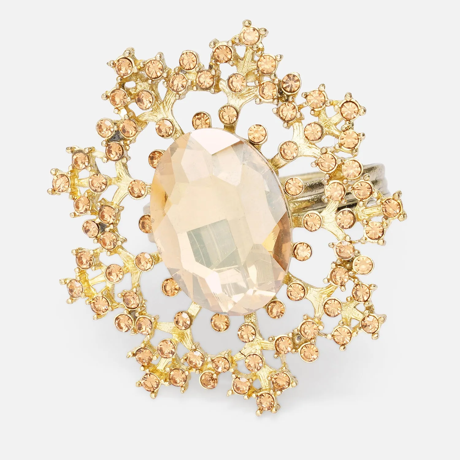 Set of 4 Gold Bejeweled Napkin Rings