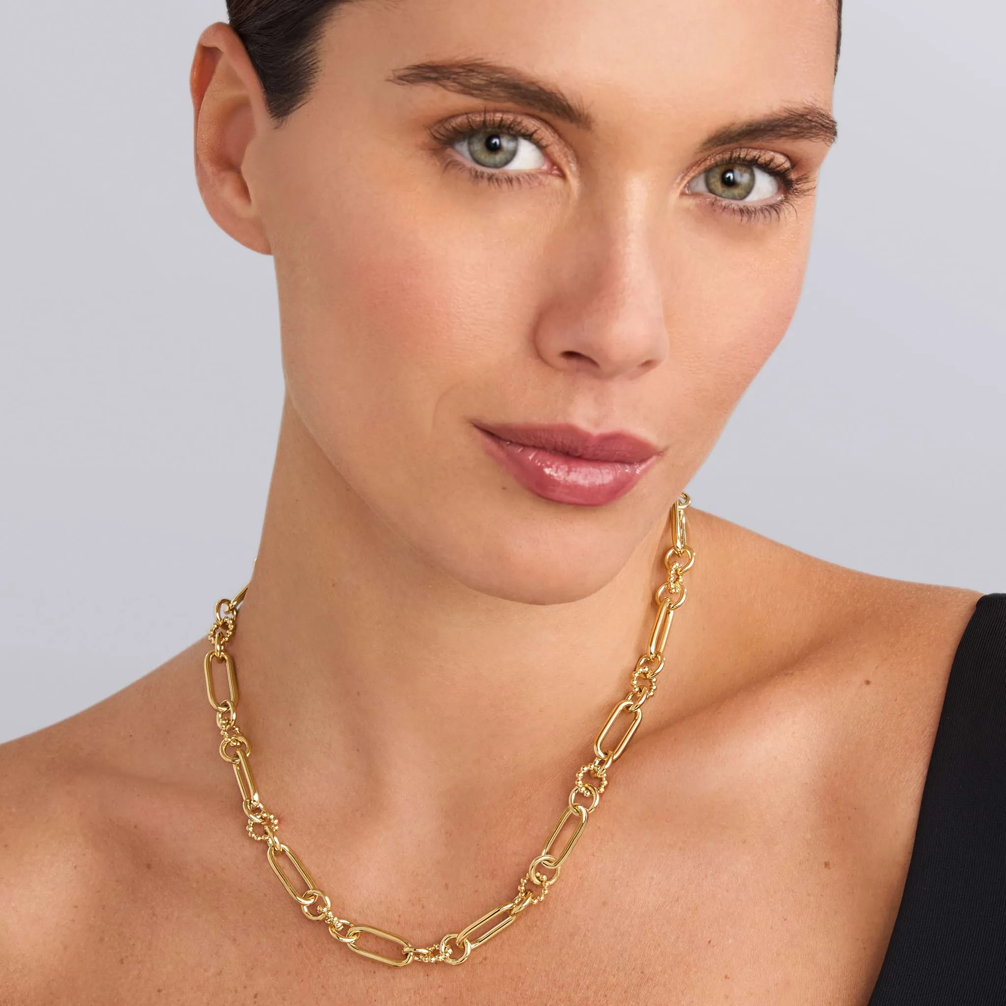 Signature Caviar 18K Gold Link Necklace