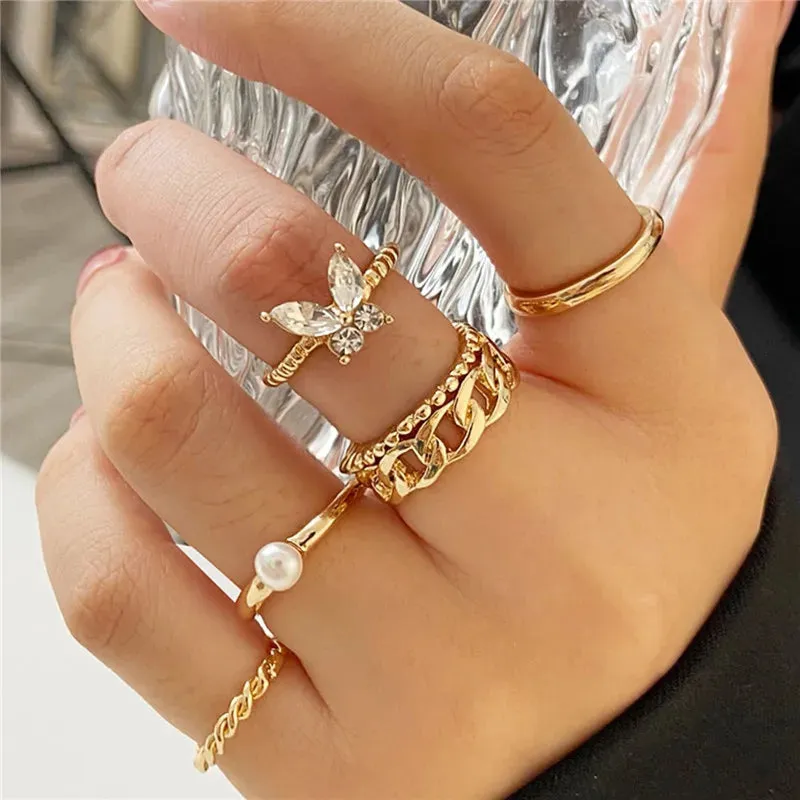 Silver Color Crystal Rings