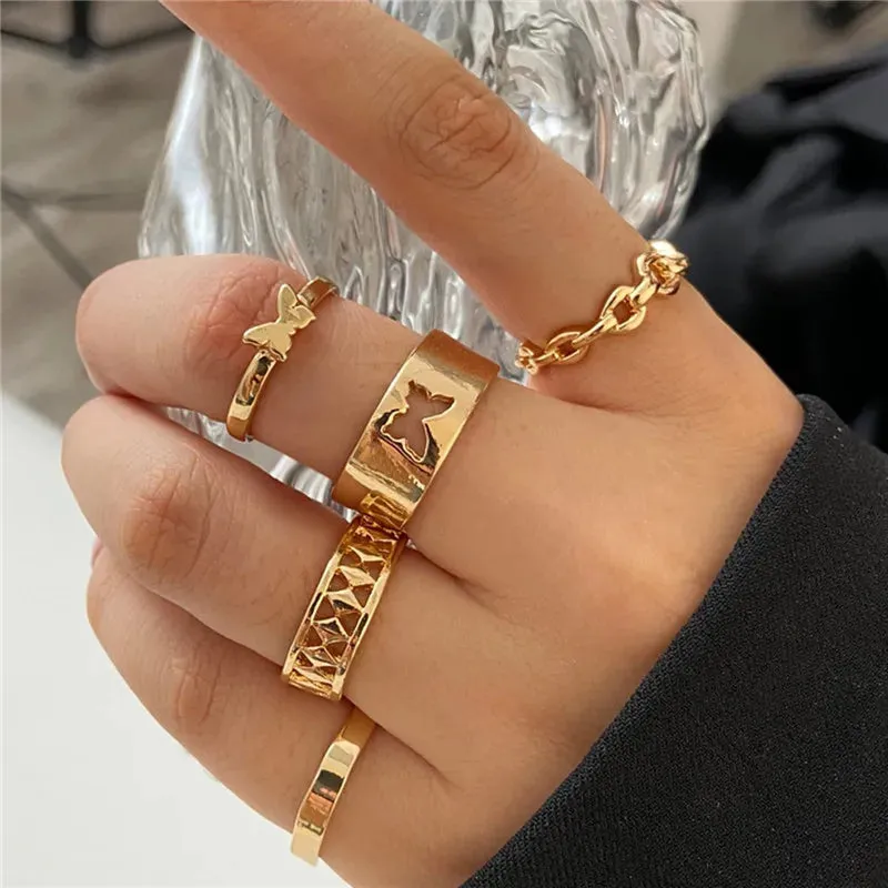 Silver Color Crystal Rings