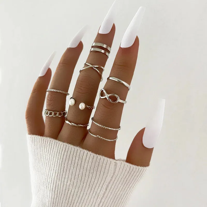 Silver Color Crystal Rings