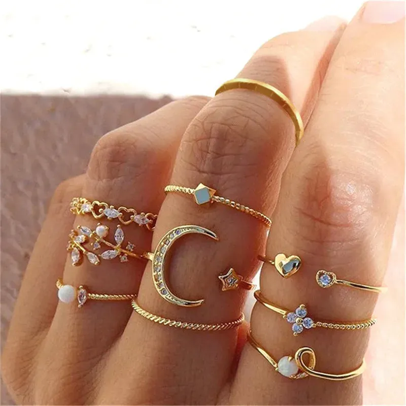 Silver Color Crystal Rings