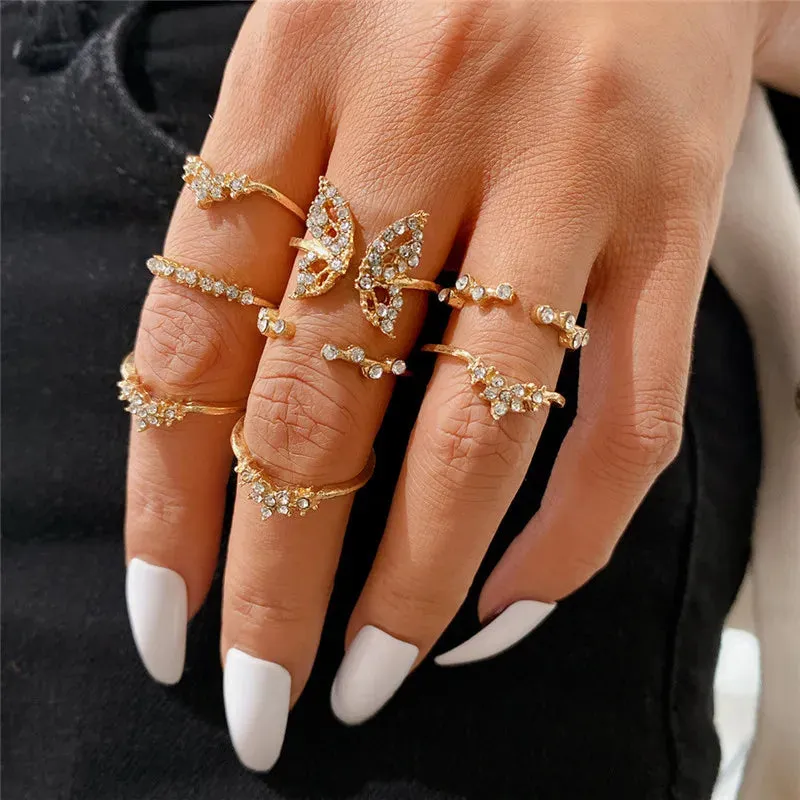 Silver Color Crystal Rings