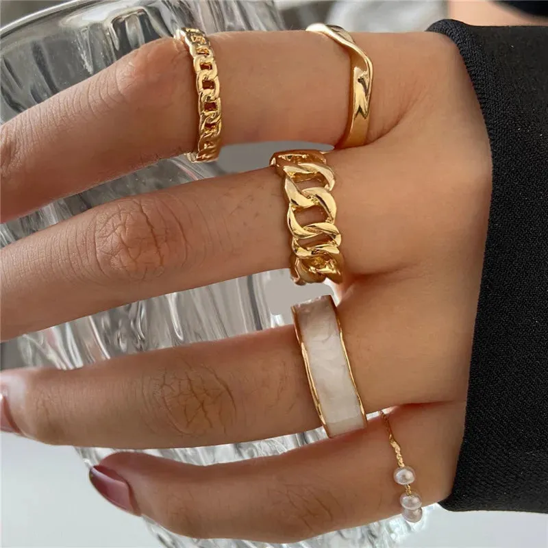 Silver Color Crystal Rings